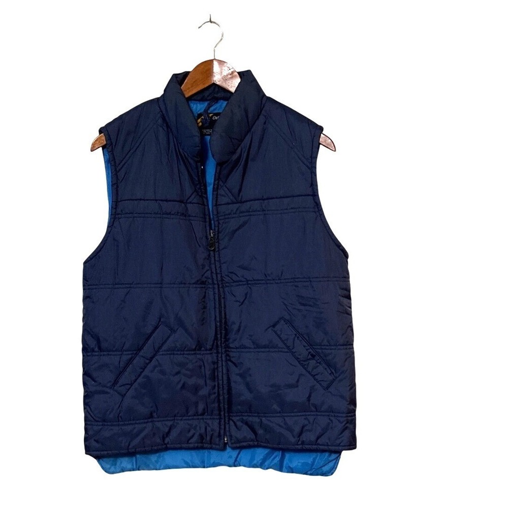 Vintage Sears Outerwear Navy Blue Quilted Puffer Vest Size M